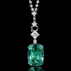 Classic Green Paraiba Cubic Zirconia Premium Jewelry Anti-tarnish Eco-friendly <b>Copper</b> Women Statement Necklace for Banquet Gift - Product Image 2