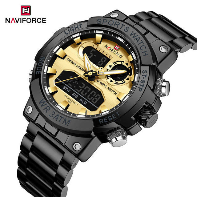 NAVIFORCE 9237 NF9237 Brand Fashion Casual Men's Digital Watches Waterproof Chronograph Dual Display Quartz Watch for Men Reloj