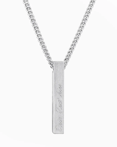Collana con Barra Incisa Personalizzata per Uomo, 30mm, Acciaio Inossidabile con Superficie Opaca, Gioiello con Ciondolo Personalizzato - Product Image 2