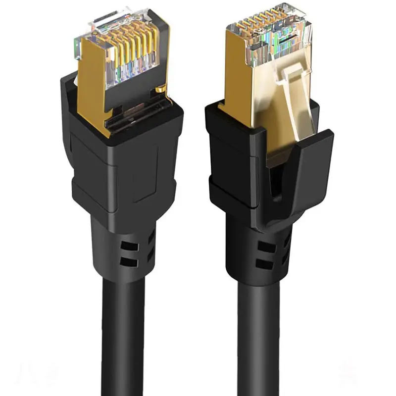 Giới hạn Jumper cáp không thấm nước cat8 FTP Ethernet cáp PVC Áo khoác màu đen kết nối mạng máy tính Router panduit Cáp