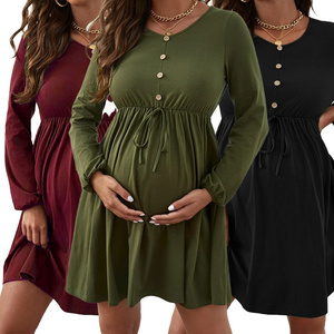 <span class=keywords><strong>Abiti</strong></span> Estivi Premaman per <span class=keywords><strong>Allattamento</strong></span>, Vestito Sexy a Maniche Corte Tinta Unita, Abbigliamento Moda per Gravidanza - Product Image 1