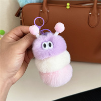 Porte-clés en peluche chenille mignon, pendentif de sac, porte-clés dessin animé, breloque poupée moche, accessoire cadeau étudiant