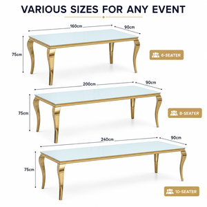 Tavolo da Pranzo e Sedie in Vetro Leggero Stile Semplice e Moderno per <span class=keywords><strong>Hotel</strong></span> e Ristoranti Tavolo da Pranzo Rettangolare di Lusso in Acciaio Inossidabile Dorato - Product Image 3