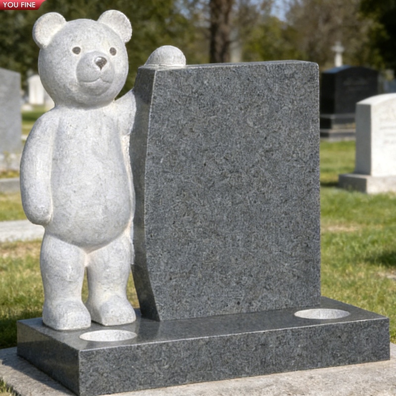 YOUFINE Natural Granite Teddy Bear Memorial