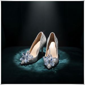 Zapatos de Tacón Alto de 8 cm con Pedrería de Cristal para Novia, Zapatos de Tacón para Mujer, Punta Puntiaguda, Sin Cordones, para Verano e Invierno 2026 - Product Image 1