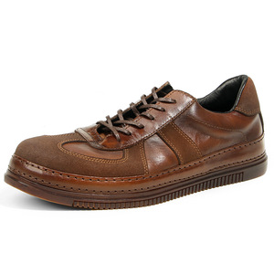 Chaussures bateau en cuir marron pour hommes, à talon bas, à lacets, décontractées, couleur unie, style avec garniture en cuir - Product Image 1