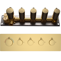 Ensemble de douche LED, système de mitigeur thermostatique avec 6 Jets de corps, radio, jeu en or brossé, douche de pluie au plafond, livraison gratuite