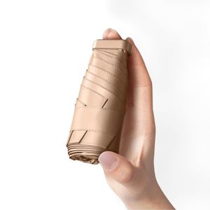 Modern Travel Mini Five-fold <b>Pocket</b> Umbrella with UV Protection Customized Color Semi-Automatic Opening Gold <b>Plastic</b> Gift Box - Product Image 4