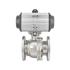 Válvula de bola con brida de plataforma alta neumática JIS Q641F-10K con tratamiento térmico FRAS y vástago sólido a prueba de explosiones - Product Image 1