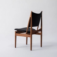 Chaise de salle à manger Little Chief en bois de frêne massif, style chinois, revêtement en cuir, mobilier pour la maison, l'hôtel et l'hébergement touristique