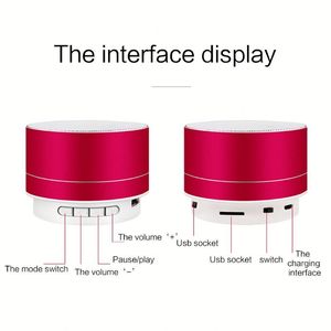 ลำโพงซับวูฟเฟอร์กลางแจ้งขนาดเล็กพกพา A10 ลำโพงไร้สายพร้อมไฟ LED สีสันสดใส ลำโพงเบสโลหะสำหรับโทรศัพท์มือถือ - Product Image 2