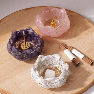 Vente en gros de pierre de cristal naturel goutte de colle porte-bâton d'encens Lotus Pot bols pour la guérison <span class=keywords><strong>méditation</strong></span> <span class=keywords><strong>métaphysique</strong></span> - Product Image 1