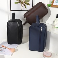 Trousse de Toilette Homme Portable en PU Effet Litchi Multicolore – Grande Capacité pour Voyage et Extérieur
