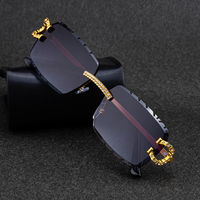 KAJILA Vente en gros Lunettes de soleil rectangulaires sans monture avec logo personnalisé, verres taillés en diamant, protection UV400 pour hommes