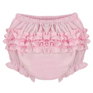 Baby Ruffle Panty Diaper Covers For Girls - Classic Baby Bloomers for Baby Girls - Diaper Cover White/Pink