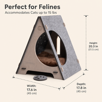 Cave pour chat en feutre, maison triangulaire en bois en forme de A, cachette pour chat avec coussin en peluche amovible, condo respirant pour animaux de compagnie
