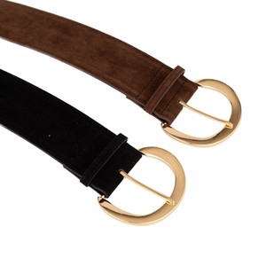 <span class=keywords><strong>Ceinture</strong></span> en cuir suédé épais vintage pour <span class=keywords><strong>femme</strong></span> avec boucle dorée - Product Image 2