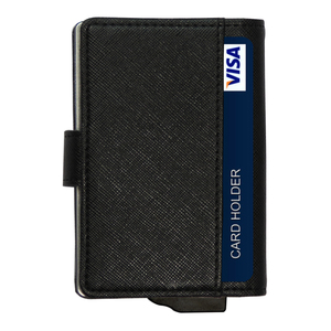 Slim PU <b>Card</b> <b>Holder</b> <b>Wallet</b> Unisex Minimalist Fold Closure Black Visa <b>Card</b> Slot Design - Product Image 5
