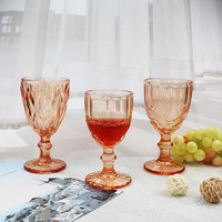 Gobelets à eau élégants pour la décoration de table, motif diamant classique, 13 oz, verre rose ambre, couleur personnalisée, verres à vin pour mariage