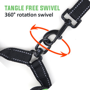 Senza groviglio doppio guinzaglio regolabile doppio piombo cinghie riflettenti guinzaglio resistente per due cani - Product Image 3