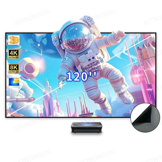 High Gain 120 '' Inch Home Theater (ALR) Projector Screen 4K 3D HD HBSP UST Projection Screen 1 cm Fixed Frame Projector Screen