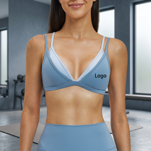 Women's Plus Size Deep V-Neck Double <b>Layer</b> Strap Sports Bra Lightweight Medium Support Breathable Seamless Solid Color Yoga <b>Top</b> - Product Image 4