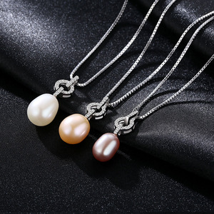 Classic S925 sterling silver 10-11mm natural freshwater <b>pearl</b> pendant <b>necklace</b> fashion women's jewelry wedding <b>necklace</b> - Product Image 5