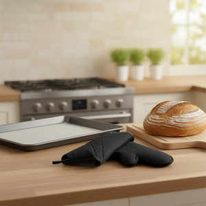 Gants de four Spring noirs résistants à la chaleur pour la cuisson, la pâtisserie et la grillade - Product Image 3