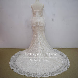 Mermaid fildişi dantel düğün elbisesi, yeni basit düğün elbisesi es çin - Product Image 5