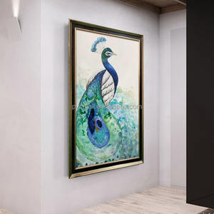 Quadro Astratto Dipinto a Olio Moderno Decorazione Casa Grande Dipinto di <span class=keywords><strong>Pavone</strong></span> Fatto a Mano su Tela - Product Image 4