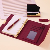 Carnet A5 personnalisé en cuir PU, organiseur à feuilles mobiles, classeur à 6 anneaux, coffret cadeau économique