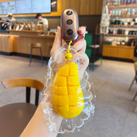 Porte-clés Squishy Simulation Mangue, Jouet Anti-Stress en Silicone Souple, Breloque Mignonne Fruit à Presser pour Sac, Cadeau