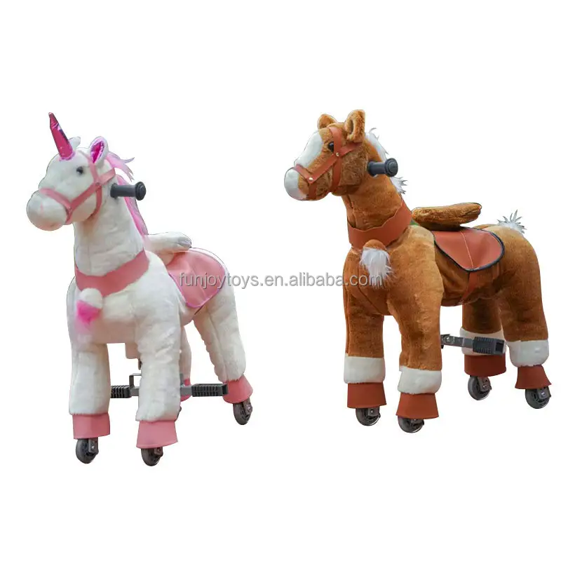 Mainan kuda unicorn untuk anak-anak, kuda mekanik berroda ukuran S/M pabrik CE
