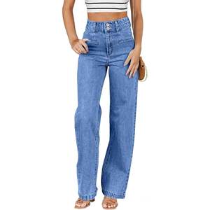 Jean tendance pour femme Blue Code, taille haute, bleu ciel, jambe droite, pantalon extensible, taille 6, jambe large, contrôle du ventre, fabriqué en Chine - Product Image 1