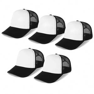 Casquette de camionneur en maille sans logo, en gros, à visière incurvée, logo personnalisé, OEM, mousse, 5 panneaux, en vrac, vierge - Product Image 1