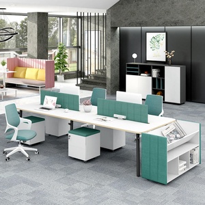 MIGE Modern MIGE Office <b>Workstation</b> Custom-Size Modular Furniture 4 People Melamine Material Panel Wood Style School Living Room - Product Image 1