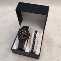 Montre pour homme Gohuos 8803 en quartz noir-rose + bracelet + boîte, ensemble de luxe 2 pièces, tendances de la mode actuelles, cadeaux pour hommes