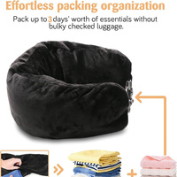 Oreiller multifonctionnel en forme de U pouvant être rempli de vêtements, bagages, taie d'oreiller, peluche douce, rangement de voyage d'affaires
