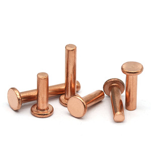 <span class=keywords><strong>Rivet</strong></span> à tête plate en cuivre massif, diamètre 4 mm, longueur 30 mm, pour utilisation dans les équipements électriques - Product Image 2