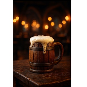 Mug en bois artisanal écologique, tasse en bois naturel, vaisselle pour café, thé, bière, style rustique, disponible à la vente - Product Image 1