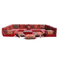 Canapé marocain en forme de U, assise au sol, fait main, avec ottoman, style traditionnel