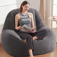 Fauteuil pouf moderne en peluche, pliable, avec housse amovible, ultra doux, faible MOQ, grand format, noir, massif, pour intérieur, fauteuil inclinable, canapé