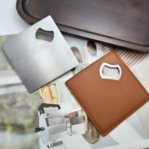 Abrebotellas de cerveza sostenible cuadrado de madera multifunción K2076 con soporte de PU de acero inoxidable - Product Image 6