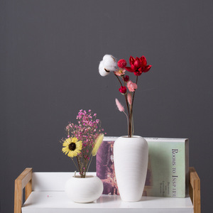 White Brushed Texture Creative Nordic Style Minimalist Ceramic <b>Vase</b> for Office Home Decor Display Decoration - Product Image 3