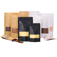 Sacs en papier kraft brun avec fermeture éclair, personnalisés avec logo imprimé, sacs debout mats, pochettes en papier kraft blanc, emballages alimentaires, sacs à fermeture éclair avec fenêtre