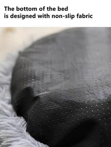 진정 개와 고양이 푹신한 인조 모피 봉제 침대 도넛 포옹 온난화 아늑한 부드러운 라운드 쿠션 침대 - Product Image 3