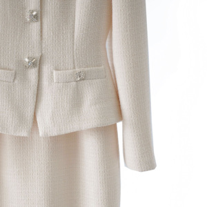 S ~ P Alta Qualità 2026 Nuovo <span class=keywords><strong>Abito</strong></span> Lungo Primaverile Bianco Avorio a Maniche Lunghe in <span class=keywords><strong>Tweed</strong></span> dal Temperamento Elegante per Donna - Product Image 6