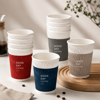 Gobelets en carton ondulé de qualité alimentaire, étanches, résistants aux hautes températures, recyclables, avec logo personnalisé, pour café chaud, restauration commerciale