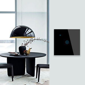 Interruptor de panel táctil compatible con Smart Life de 1 banda negro brillante moderno voltaje universal de EE. UU./UE duradero para luz de pared de techo <span class=keywords><strong>LED</strong></span> - Product Image 1