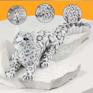 Animaux imprimés en 3D, léopard des neiges, créature, jouets imprimés en 3D flexibles pour soulager le stress et décorer le bureau, cadeau unique - Product Image 4